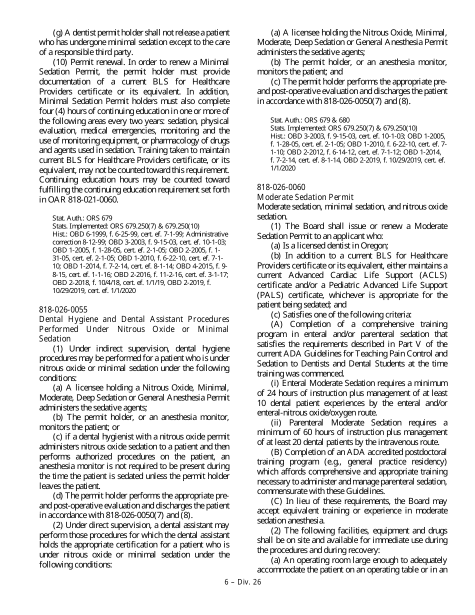 Minimal Sedation Permit Applciation Form - Oregon, Page 15
