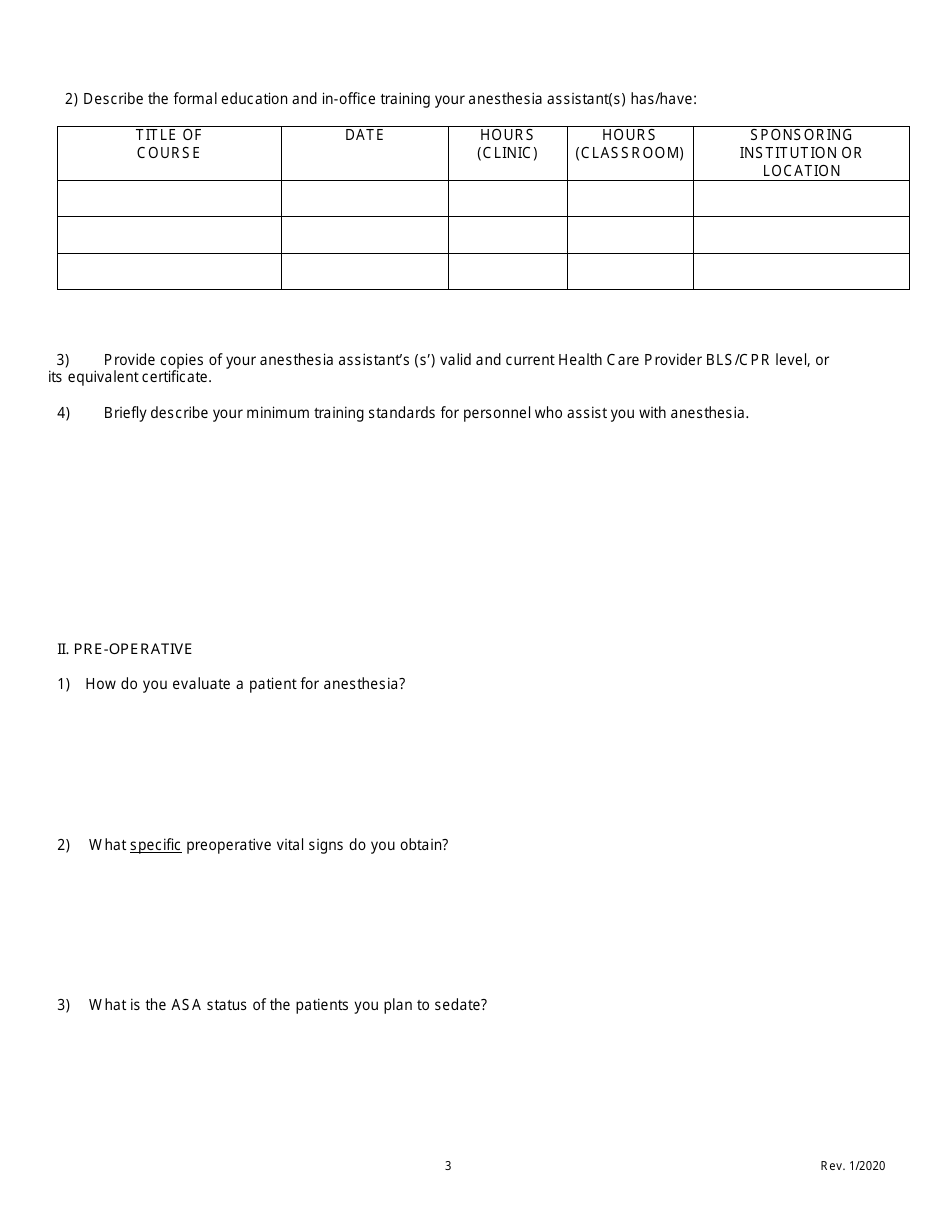 Minimal Sedation Permit Applciation Form - Oregon, Page 4
