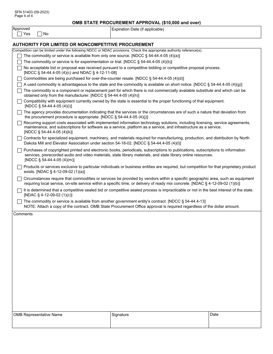 Form SFN51403 Alternate Procurement (Ap) Request - North Dakota, Page 4