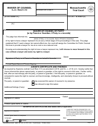 Document preview: Form TC008 Waiver of Counsel by Party - Massachusetts