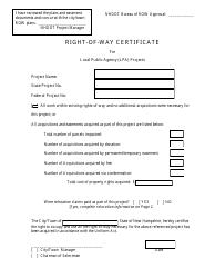 Right-Of-Way Certificate for Local Public Agency (Lpa) Projects - New Hampshire