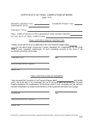 Document preview: Certificate of Final Completion of Work - New Hampshire