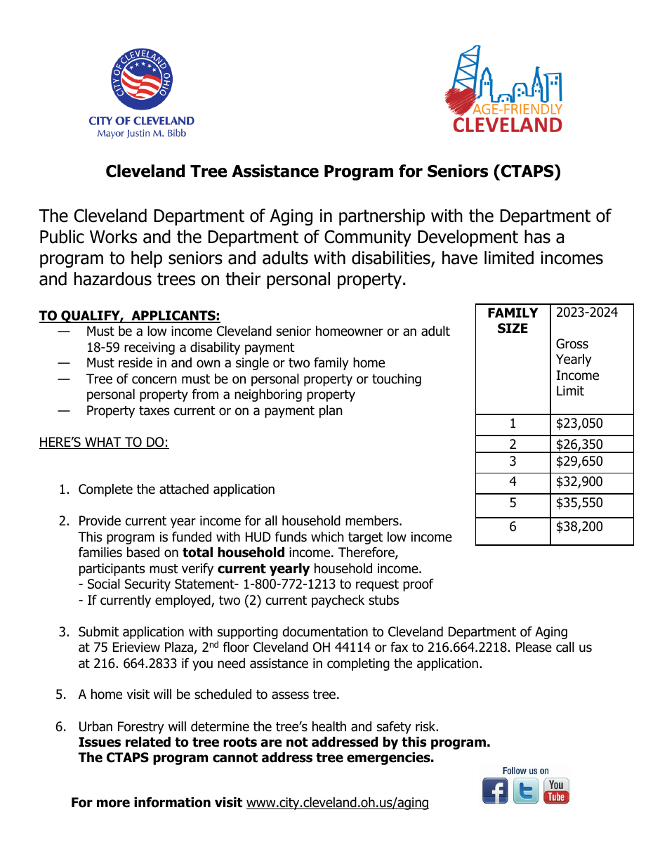 Cleveland Tree Assistance Program for Seniors (Ctaps) - City of Cleveland, Ohio, Page 1