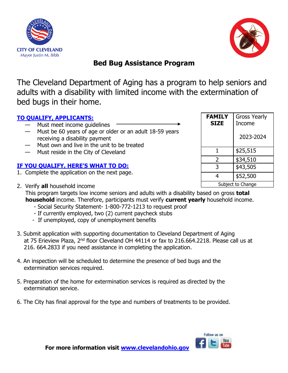 Bed Bug Assistance Program Application - City of Cleveland, Ohio, Page 1