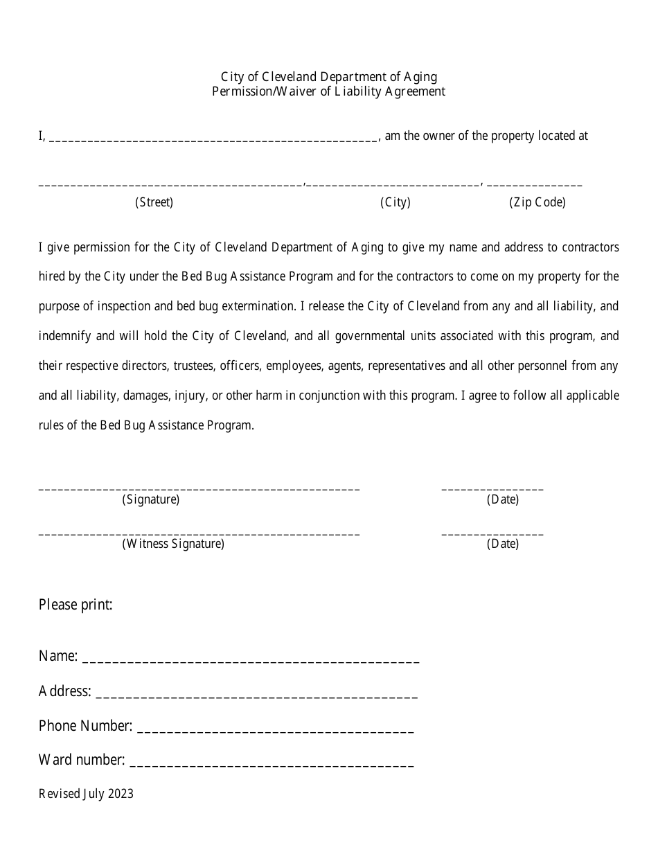 Bed Bug Assistance Program Application - City of Cleveland, Ohio, Page 3