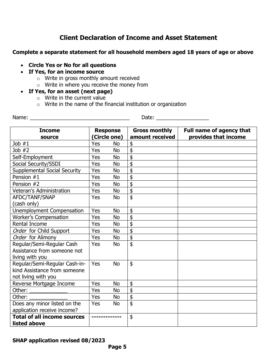 Senior Homeowner Assistance Program (Shap) Application - City of Cleveland, Ohio, Page 7