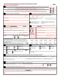 Document preview: Formulario 09W Solicitud De Inscripcion Para Votar En Carolina Del Norte - North Carolina (Spanish)