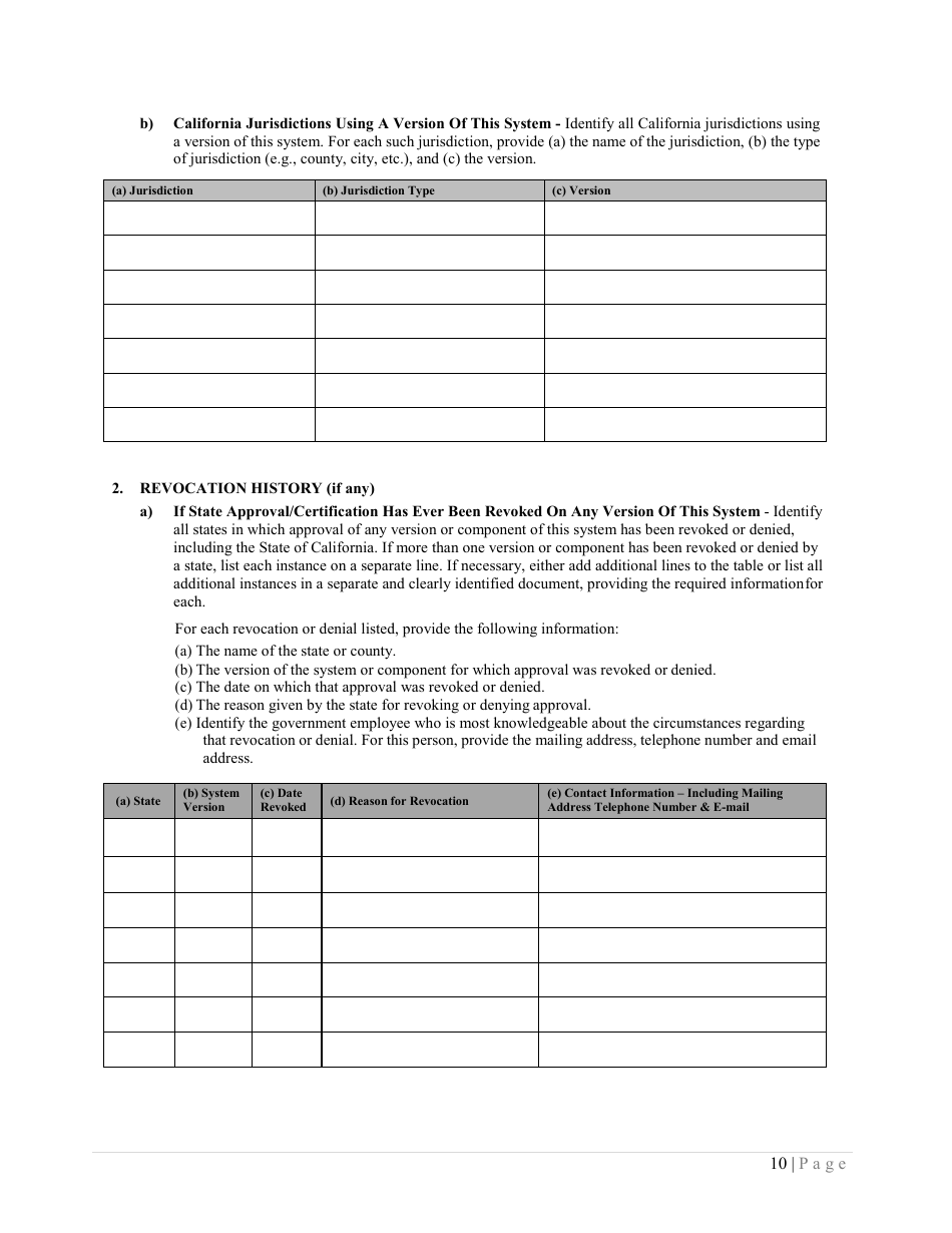 California Application for Certification of an Election Management System - California, Page 10