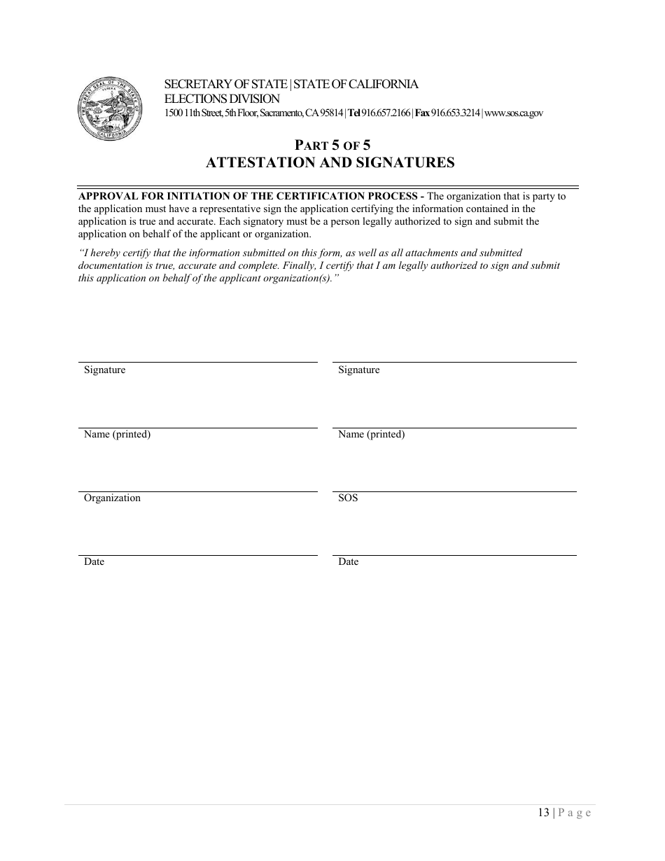 California Application for Certification of an Election Management System - California, Page 13