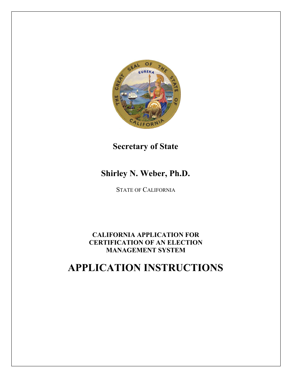 California Application for Certification of an Election Management System - California, Page 1