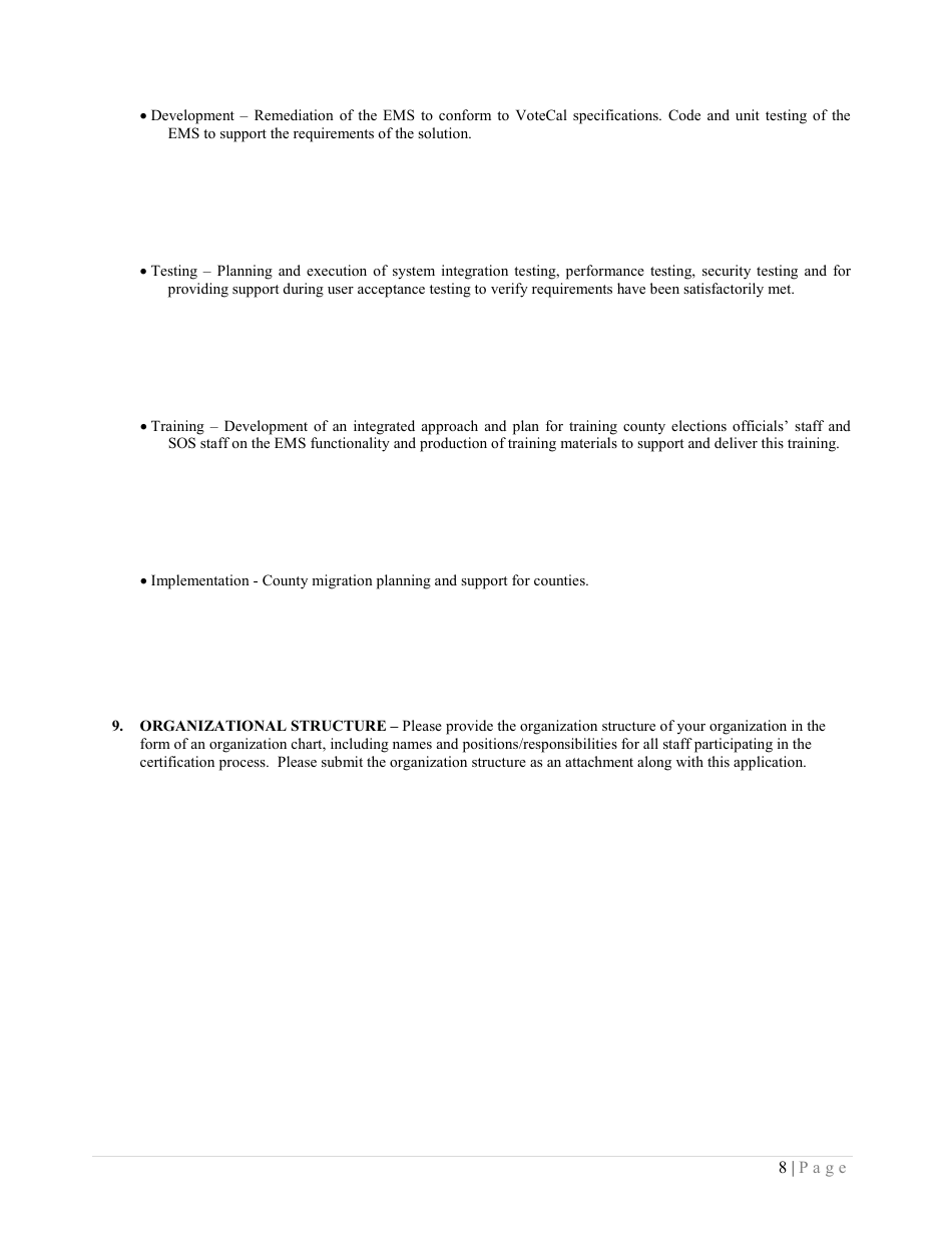 California Application for Certification of an Election Management System - California, Page 8