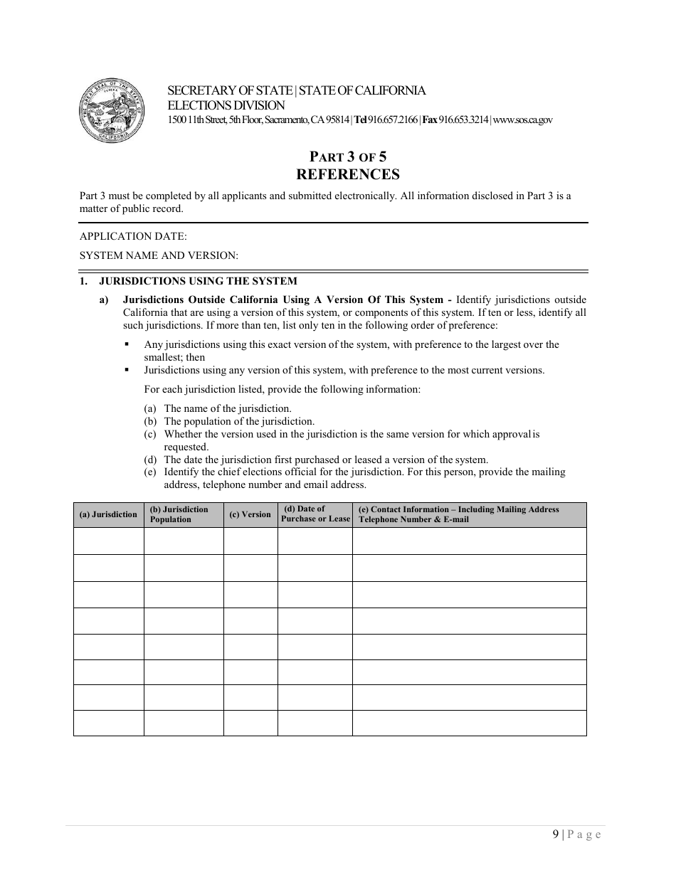 California Application for Certification of an Election Management System - California, Page 9