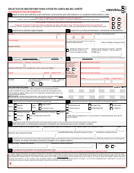 Document preview: Formulario 09NVRAW Solicitud De Inscripcion Para Votar En Carolina Del Norte - North Carolina (Spanish)