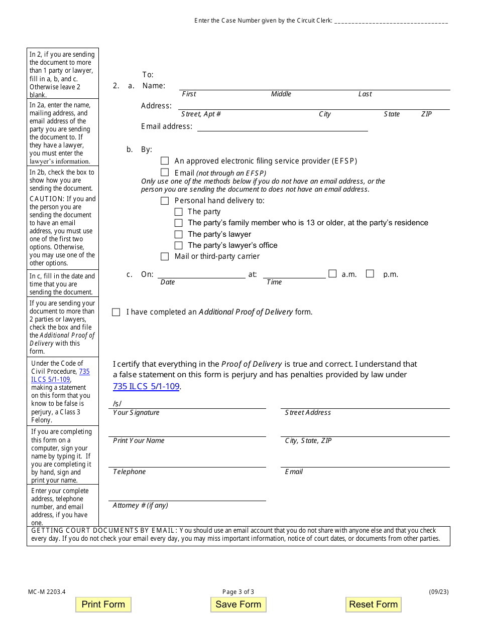 Form MC-M2203.4 Motion to Continue (Reschedule) or Extend Time - Illinois, Page 3