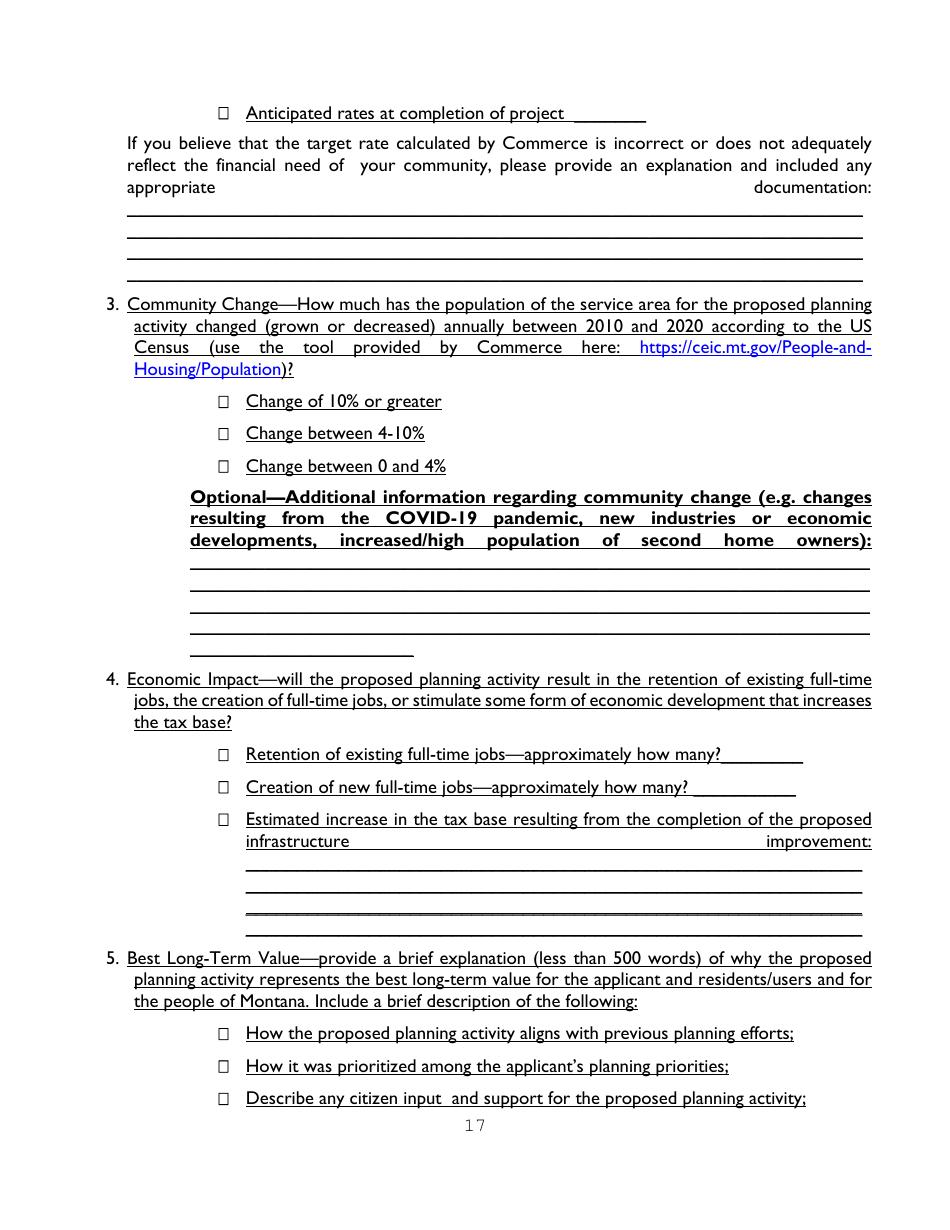 Administration Guidelines  Application for Infrastructure Planning Grants - Montana, Page 17