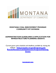 Administration Guidelines &amp; Application for Infrastructure Planning Grants - Montana