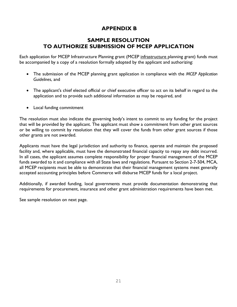 Administration Guidelines  Application for Infrastructure Planning Grants - Montana, Page 21