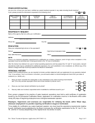 Application for Certification as a Water Treatment Operator - South Carolina, Page 2