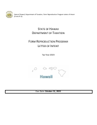 Form EF-6 Letter of Intent - Form Reproduction Program - Hawaii