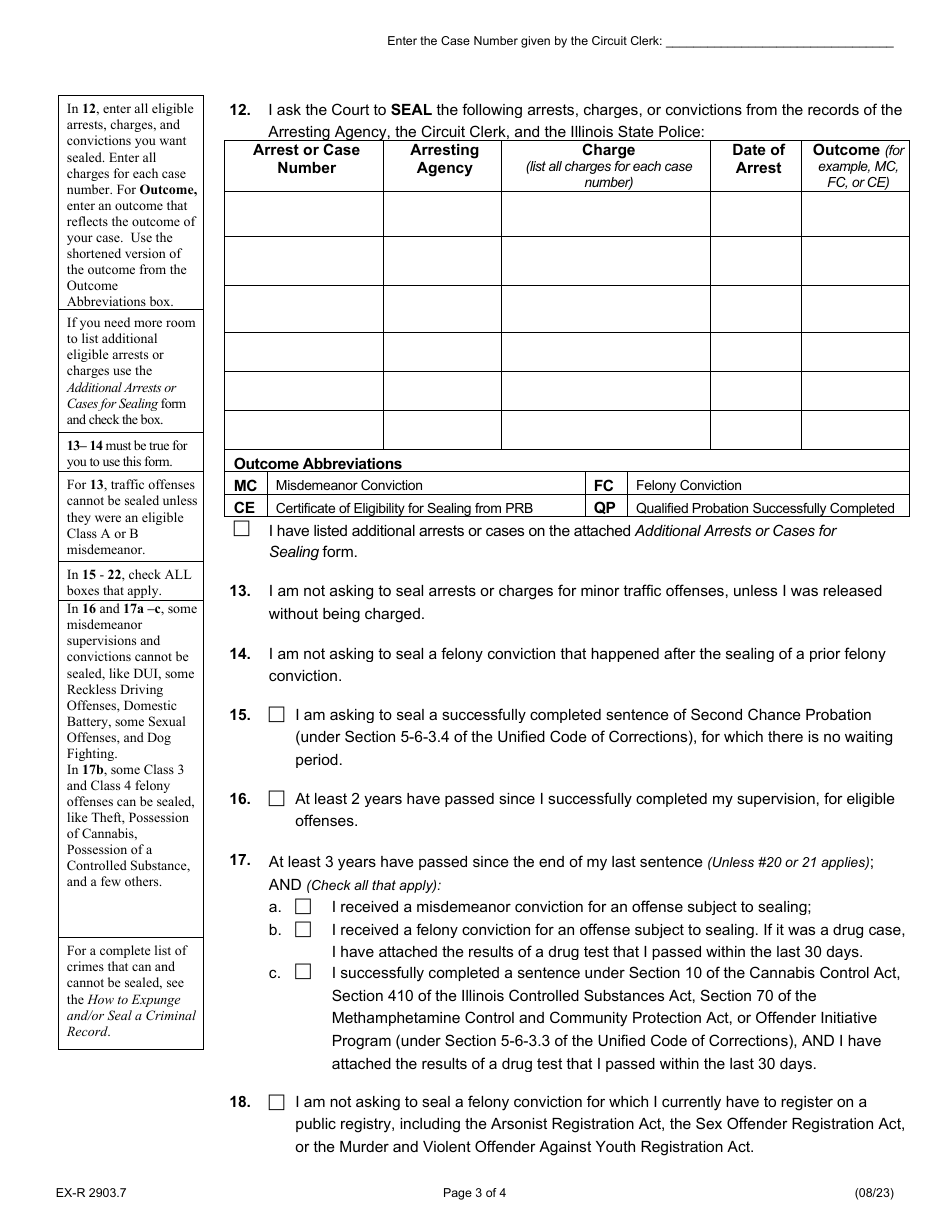 Form EX-R2903.7 Request to Expunge  Impound and / or Seal Criminal Records - Illinois, Page 3