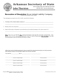 Document preview: Revocation of Dissolution for a Limited Liability Company - Arkansas