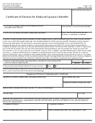 Form SSA-25 Certificate of Election for Reduced Spouse&#039;s Benefits