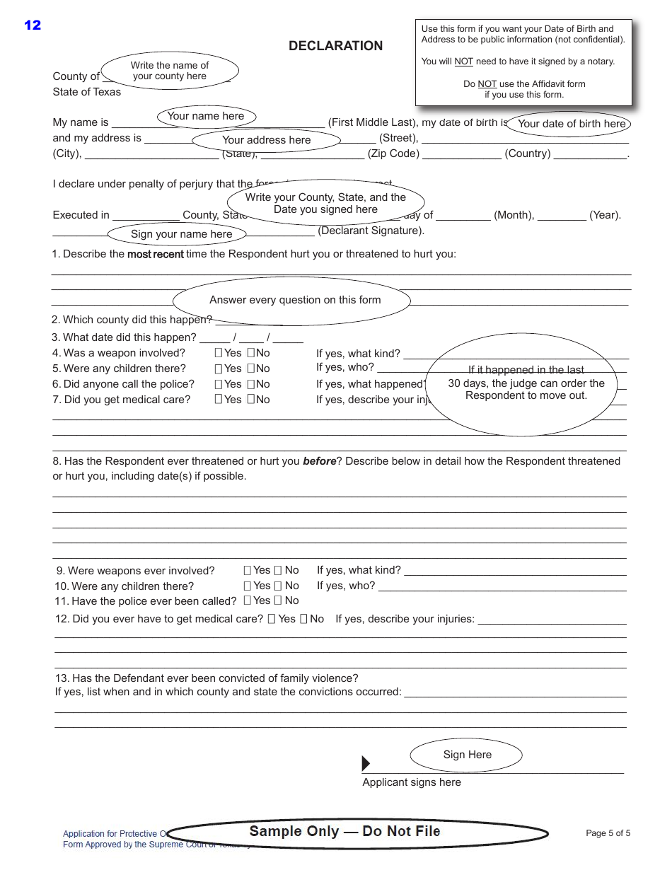 Protective Order Kit - Texas, Page 12