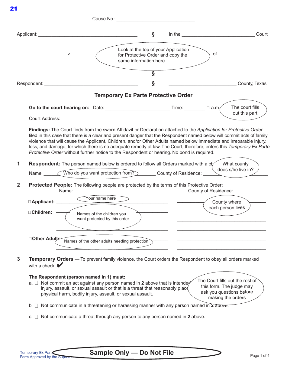 Protective Order Kit - Texas, Page 21