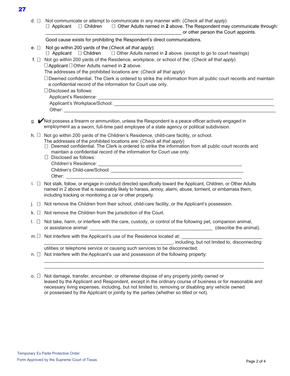 Protective Order Kit - Texas, Page 27