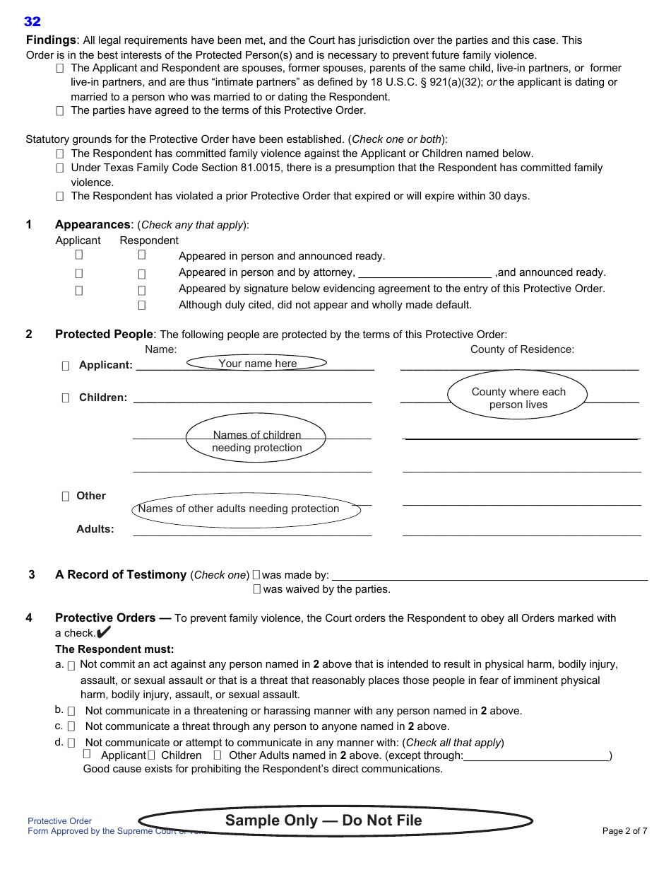 Protective Order Kit - Texas, Page 32