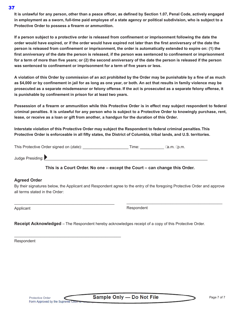 Texas Protective Order Kit - Fill Out, Sign Online and Download PDF ...