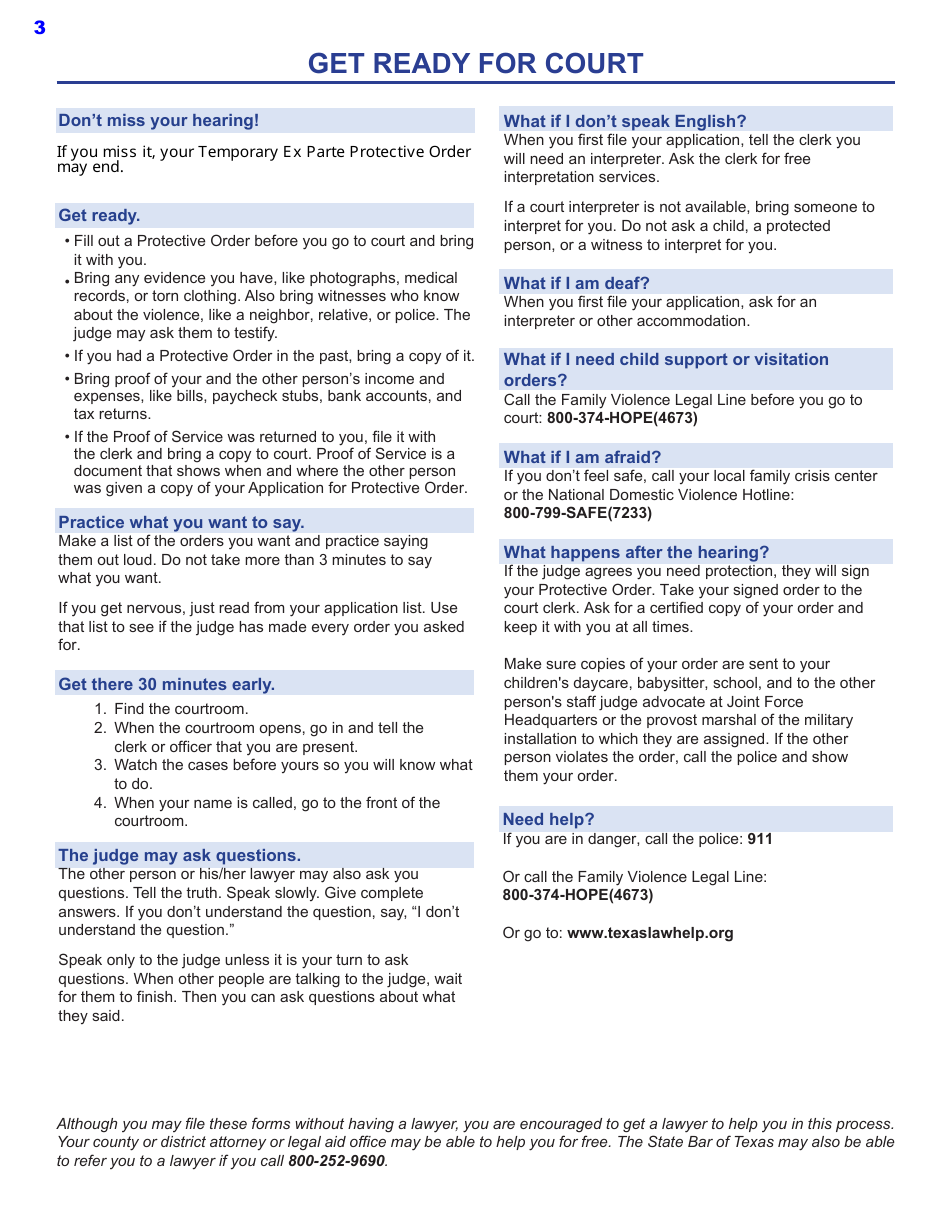 Protective Order Kit - Texas, Page 3