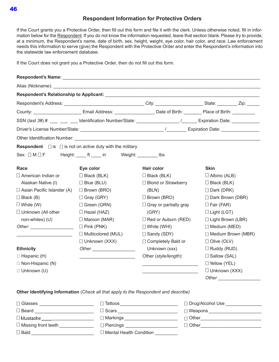 Texas Protective Order Kit - Fill Out, Sign Online and Download PDF ...