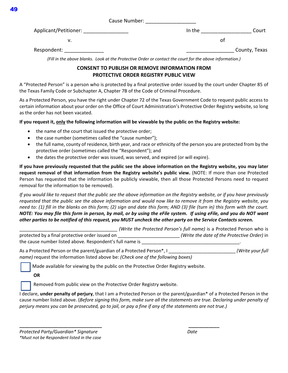 Protective Order Kit - Texas, Page 49