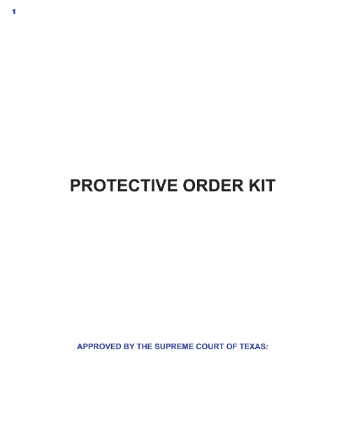 Protective Order Kit - Texas Download Pdf