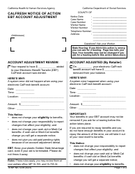 Form TEMP NA1238 CalFresh Notice of Action Ebt Account Adjustment - California