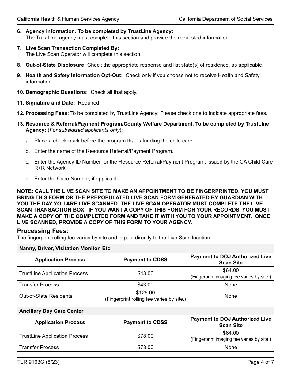 Form TLR9163G Trustline Registry Application - California, Page 4