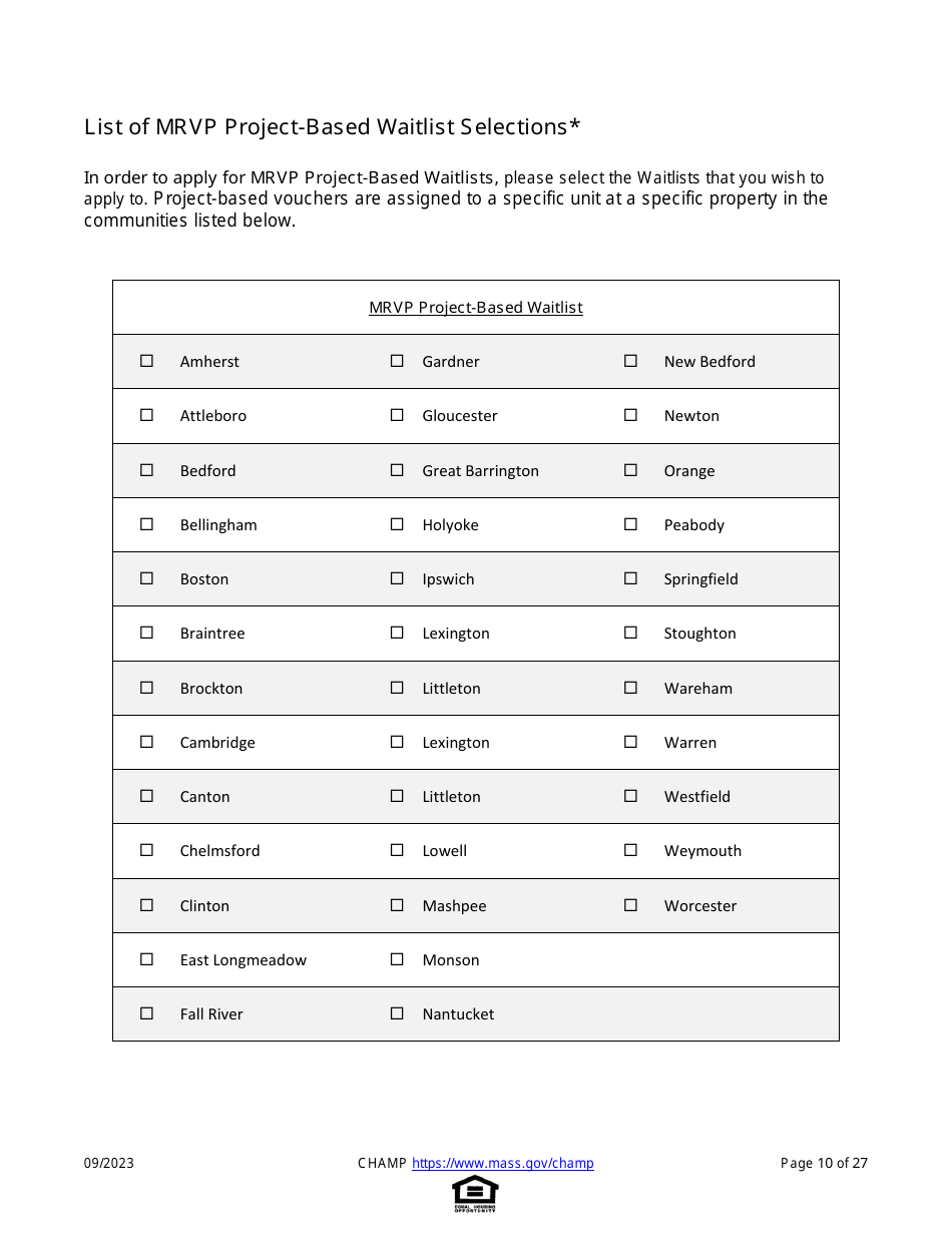 Common Housing Application for Massachusetts Programs - Massachusetts, Page 10