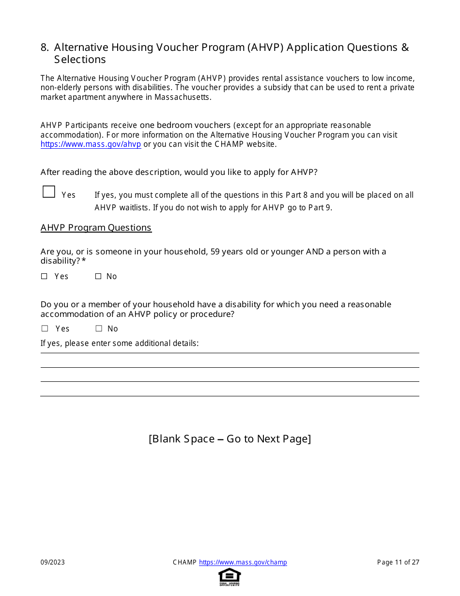 Common Housing Application for Massachusetts Programs - Massachusetts, Page 11