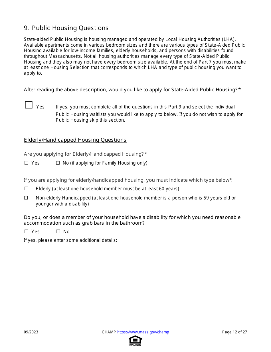 Common Housing Application for Massachusetts Programs - Massachusetts, Page 12