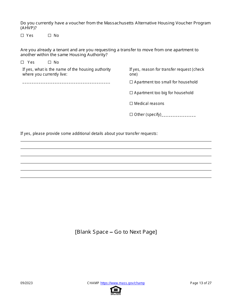 Common Housing Application for Massachusetts Programs - Massachusetts, Page 13