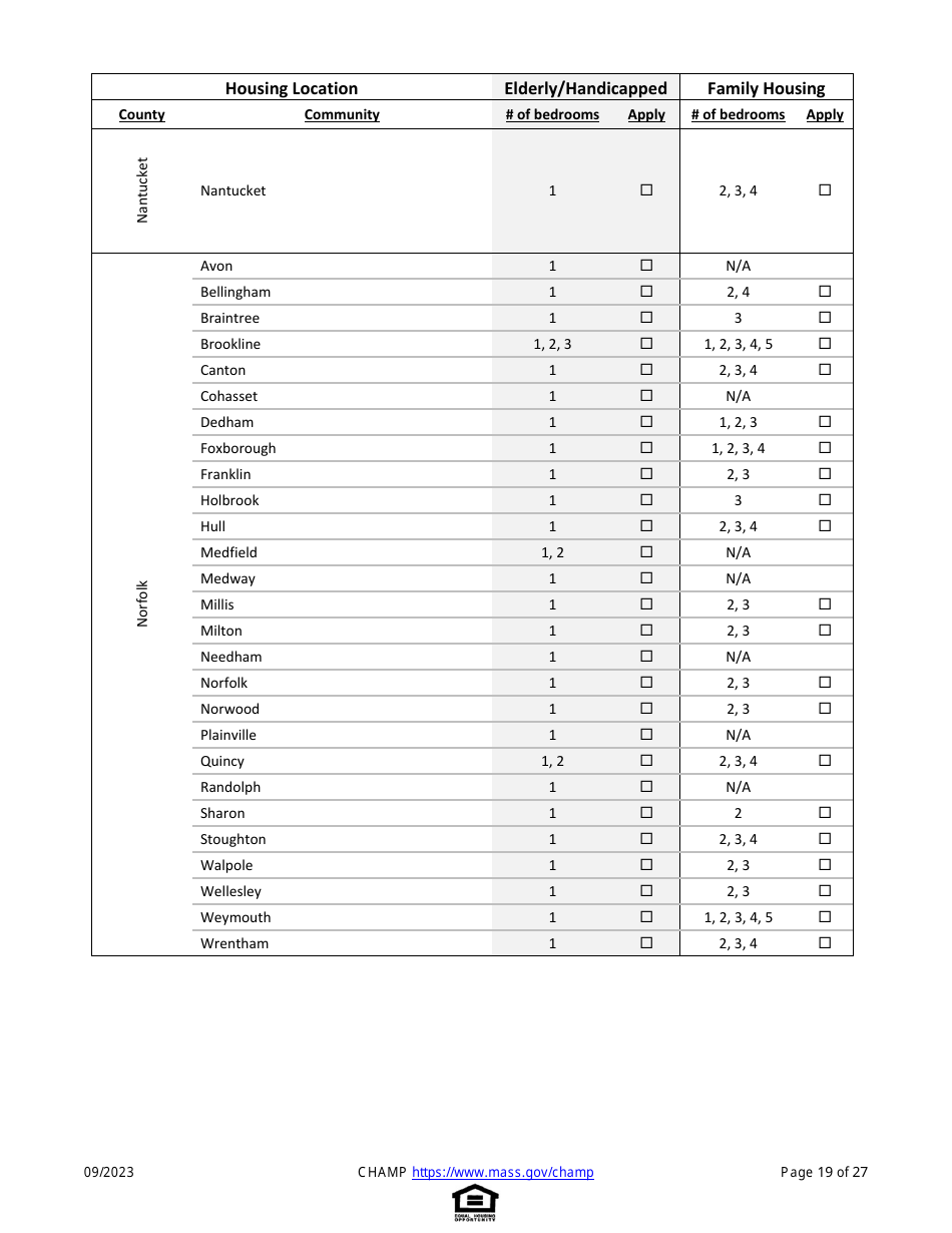 Common Housing Application for Massachusetts Programs - Massachusetts, Page 19