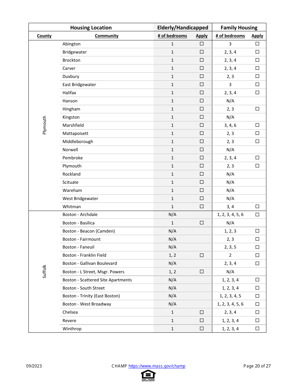 Common Housing Application for Massachusetts Programs - Massachusetts, Page 20