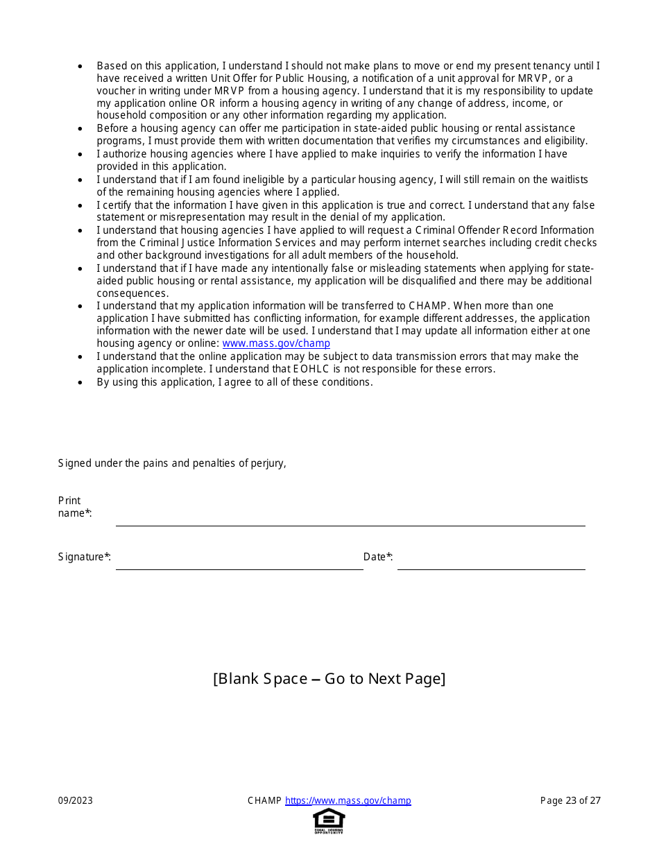 Common Housing Application for Massachusetts Programs - Massachusetts, Page 23