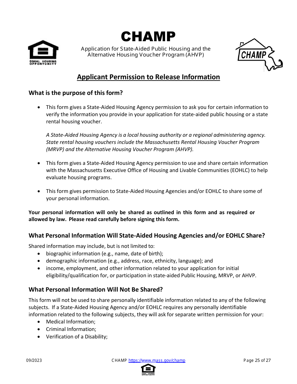 Common Housing Application for Massachusetts Programs - Massachusetts, Page 25