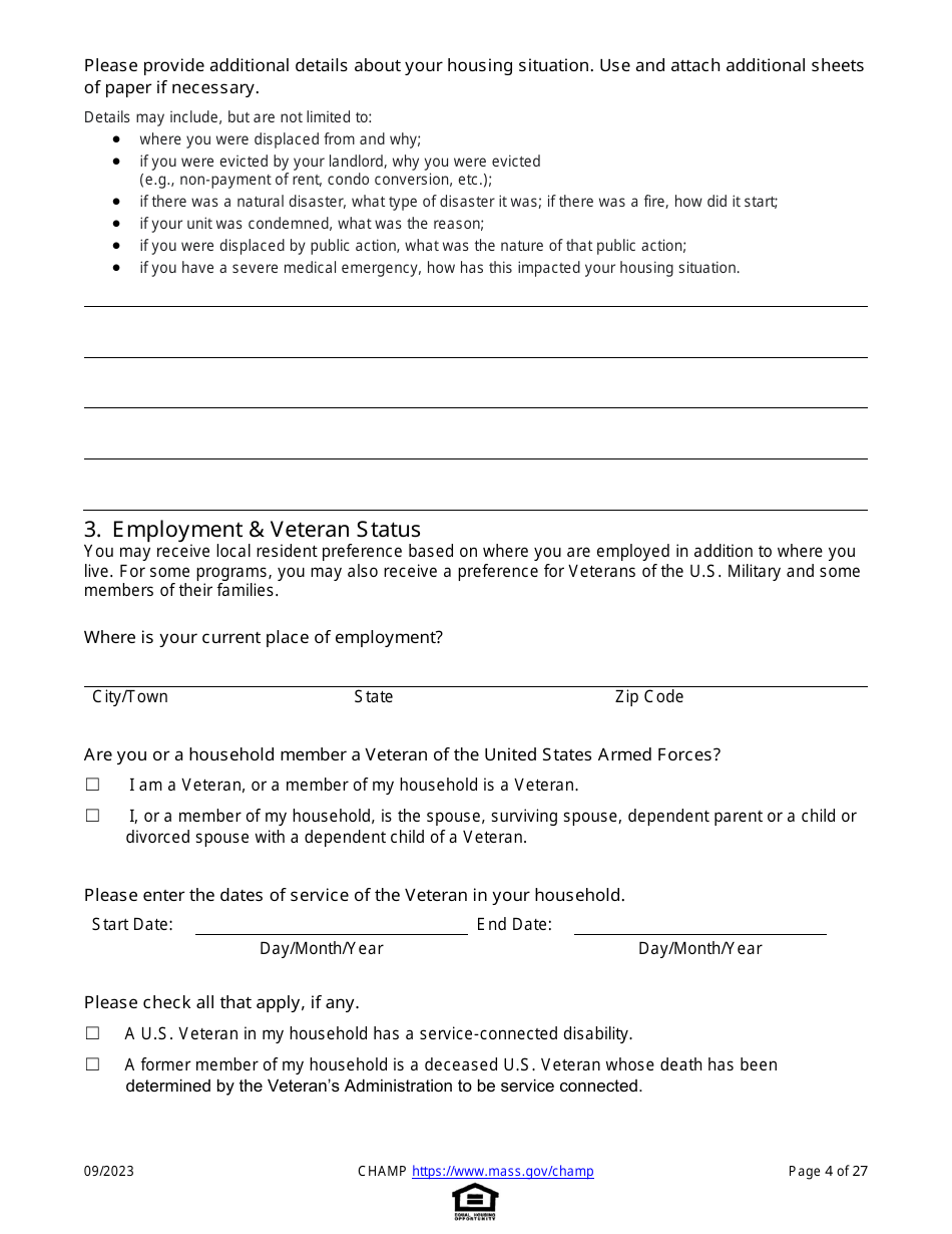 Common Housing Application for Massachusetts Programs - Massachusetts, Page 4