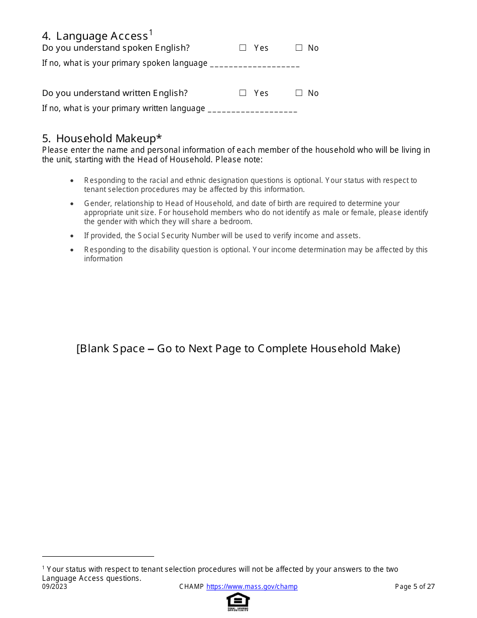 Common Housing Application for Massachusetts Programs - Massachusetts, Page 5