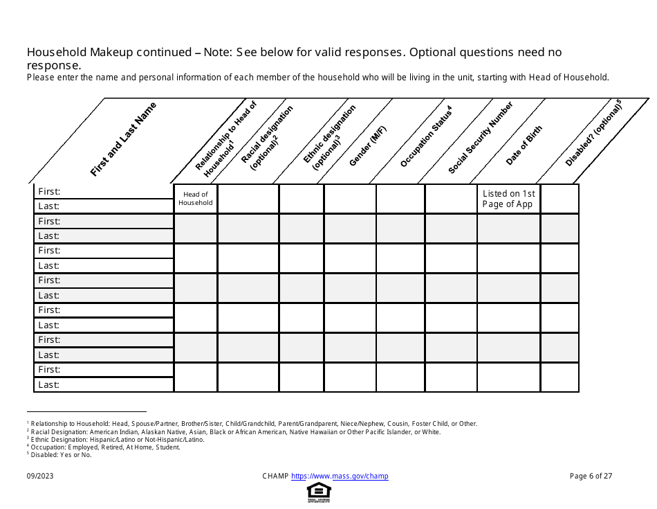 Common Housing Application for Massachusetts Programs - Massachusetts, Page 6