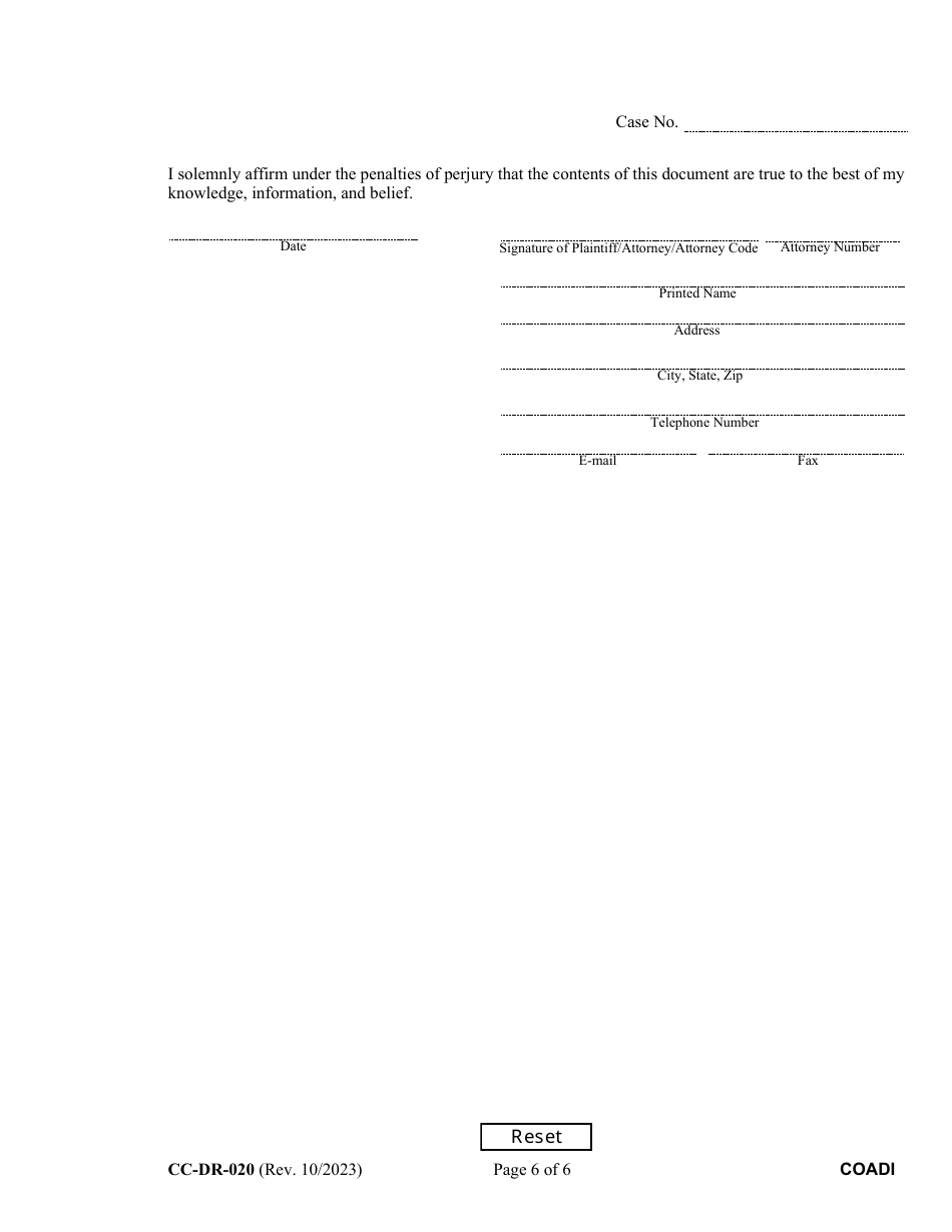 Form CC-DR-020 Counter-Claim for Absolute Divorce - Maryland, Page 6