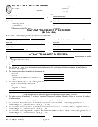Form DC-CV-104 Complaint for Judgment by Confession - Maryland